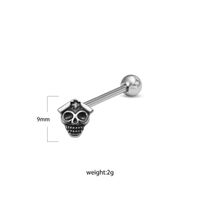 1 Piece Tongue Rings Hip-Hop Exaggerated Punk Wings Skull 316 Stainless Steel  Copper Inlay White Gold Plated Tongue Rings sku image 5
