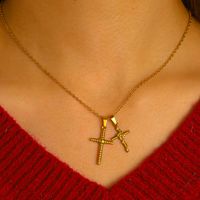 Stainless Steel Elegant Vintage Style Cross Plating Inlay Pendant Necklace main image 1