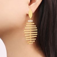 1 Pair Elegant Leaves Layered Braid Copper 18K Gold Plated Drop Earrings sku image 1