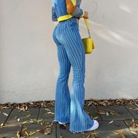 امرأة اليومي غير رسمي شريط مكتمل الطول مغسول سروال واسع جينز main image 6