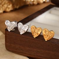 1 Pair Vintage Style Simple Style Heart Shape Plating Sterling Silver 18K Gold Plated White Gold Plated Ear Studs main image 1