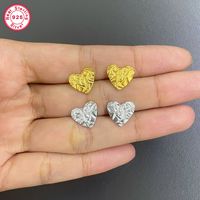 1 Pair Vintage Style Simple Style Heart Shape Plating Sterling Silver 18K Gold Plated White Gold Plated Ear Studs main image 6