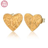 1 Pair Vintage Style Simple Style Heart Shape Plating Sterling Silver 18K Gold Plated White Gold Plated Ear Studs sku image 1