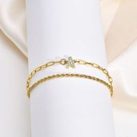 201 Stainless Steel 18K Gold Plated IG Style Inlay Letter Zircon Bracelets main image 3