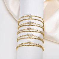 201 Stainless Steel 18K Gold Plated IG Style Inlay Letter Zircon Bracelets main image 1