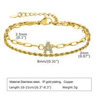 201 Stainless Steel 18K Gold Plated IG Style Inlay Letter Zircon Bracelets main image 2