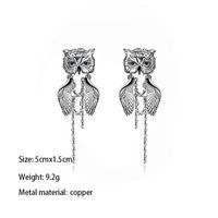 1 Pair IG Style Cool Style Owl Carving Copper Tassel Palladium-Plated White K Drop Earrings main image 2