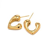 1 Pair Vintage Style Simple Style Classic Style Heart Shape Stainless Steel 18K Gold Plated Ear Studs main image 3