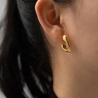 1 Pair Vintage Style Simple Style Classic Style Heart Shape Stainless Steel 18K Gold Plated Ear Studs main image 6