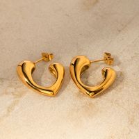 1 Pair Vintage Style Simple Style Classic Style Heart Shape Stainless Steel 18K Gold Plated Ear Studs main image 1