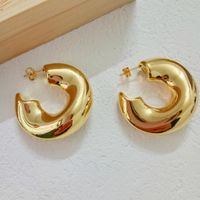1 Pair IG Style Simple Style C Shape Plating Stainless Steel 18K Gold Plated Ear Studs main image 4