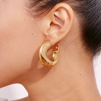 1 Pair IG Style Simple Style C Shape Plating Stainless Steel 18K Gold Plated Ear Studs main image 3