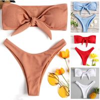 Women's Solid Color 2 Pieces Set Bikinis Swimwear main image 1