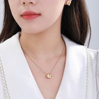 304 Stainless Steel 18K Gold Plated Raw Steel XUPING Simple Style Heart Shape Earrings Necklace main image 2