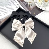 Women's Elegant Sweet Bow Knot Satin Beads Hair Clip main image 4