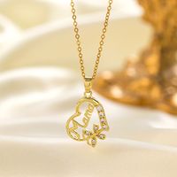 304 Stainless Steel 18K Gold Plated Elegant Simple Style Inlay Heart Shape Artificial Rhinestones Pendant Necklace main image 4