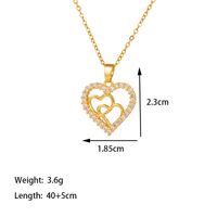 304 Stainless Steel 18K Gold Plated Elegant Simple Style Inlay Heart Shape Artificial Rhinestones Pendant Necklace main image 2