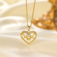 304 Stainless Steel 18K Gold Plated Elegant Simple Style Inlay Heart Shape Artificial Rhinestones Pendant Necklace main image 7