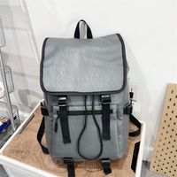 Women's Solid Color Pu Leather Zipper Fashion Backpack Laptop Backpack main image 9