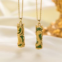 304 Stainless Steel 18K Gold Plated Casual Vintage Style Phoenix Dragon Stone Pendant Necklace main image 1