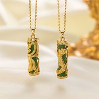 304 Stainless Steel 18K Gold Plated Casual Vintage Style Phoenix Dragon Stone Pendant Necklace main image 6