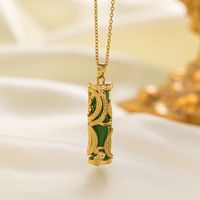 304 Stainless Steel 18K Gold Plated Casual Vintage Style Phoenix Dragon Stone Pendant Necklace main image 5