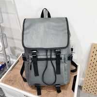 Women's Solid Color Pu Leather Zipper Fashion Backpack Laptop Backpack sku image 2