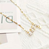 Simple Style Geometric Solid Color Stainless Steel Artificial Crystal Inlay Artificial Rhinestones 18K Gold Plated Women's Pendant Necklace main image 5