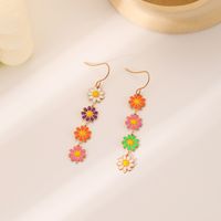 1 Pair Pastoral Daisy Copper Gold Plated Dangling Earrings main image 3