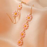 1 Pair Pastoral Daisy Copper Gold Plated Dangling Earrings main image 6