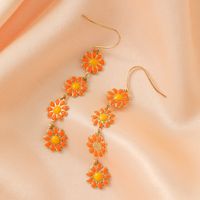 1 Pair Pastoral Daisy Copper Gold Plated Dangling Earrings main image 8