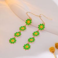 1 Pair Pastoral Daisy Copper Gold Plated Dangling Earrings main image 10