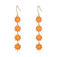 1 Pair Pastoral Daisy Copper Gold Plated Dangling Earrings sku image 2