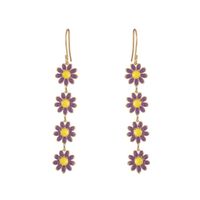 1 Pair Pastoral Daisy Copper Gold Plated Dangling Earrings sku image 5