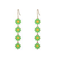 1 Pair Pastoral Daisy Copper Gold Plated Dangling Earrings sku image 6