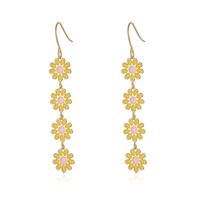 1 Pair Pastoral Daisy Copper Gold Plated Dangling Earrings sku image 7