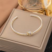 Classic Style Geometric Color Block 304 Stainless Steel 18K Gold Plated Bangle In Bulk main image 4