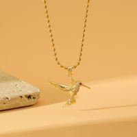 Wholesale Simple Style Bird Stainless Steel Copper Inlay 18K Gold Plated Zircon Pendant Necklace main image 3