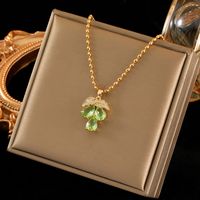Wholesale Sweet Simple Style Grape Stainless Steel Copper Inlay 18K Gold Plated Zircon Pendant Necklace main image 4