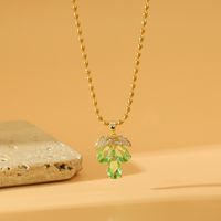 Wholesale Sweet Simple Style Grape Stainless Steel Copper Inlay 18K Gold Plated Zircon Pendant Necklace sku image 1