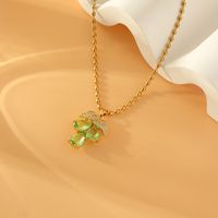 Wholesale Sweet Simple Style Grape Stainless Steel Copper Inlay 18K Gold Plated Zircon Pendant Necklace main image 3