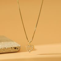 Wholesale Elegant Heart Shape Artificial Feather Brass Inlay 18K Gold Plated Zircon Pendant Necklace main image 3
