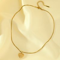 Wholesale Elegant Heart Shape Artificial Feather Brass Inlay 18K Gold Plated Zircon Pendant Necklace main image 5