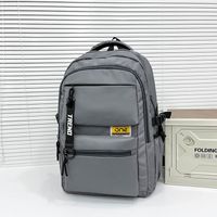 Unisex Solid Color Nylon Sewing Thread Zipper Fashion Backpack Laptop Backpack sku image 3
