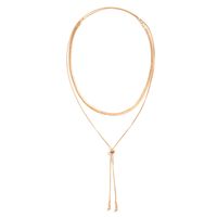 Copper 18K Gold Plated Elegant Geometric Solid Color Layered Tassel Long Necklace sku image 2