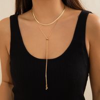 Copper 18K Gold Plated Elegant Geometric Solid Color Layered Tassel Long Necklace main image 2