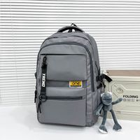 Unisex Solid Color Nylon Sewing Thread Zipper Fashion Backpack Laptop Backpack sku image 7