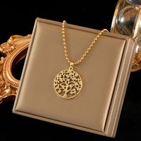 Wholesale Sweet Simple Style Devil's Eye Life Tree Stainless Steel Copper Inlay 18K Gold Plated Zircon Pendant Necklace main image 1