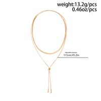 Copper 18K Gold Plated Elegant Geometric Solid Color Layered Tassel Long Necklace main image 6