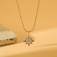 Wholesale Simple Style Star Stainless Steel Copper Inlay 18K Gold Plated Zircon Pendant Necklace sku image 1